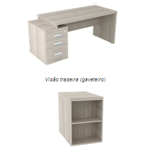 Mesa diretiva com gaveteiro pedestal com 3 gavetas